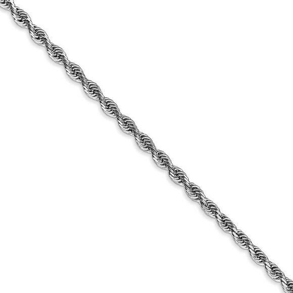 2.75mm 10k White Gold D/C Quadruple Rope Chain Necklace 24 Inch